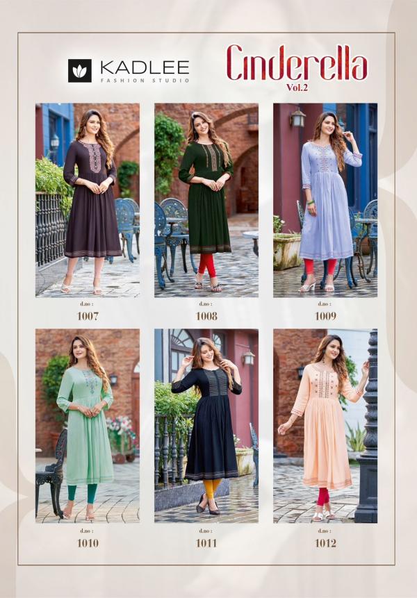 Kadlee Cinderella Vol 2 Rayon Embroidered Long Kurti Collection